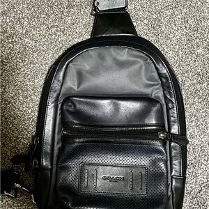 Coach Black and Dark Navy Leather Sling Bag